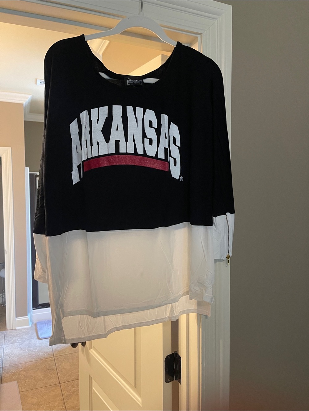 Arkansas Two-Tone Black & White Long Sleeve Top